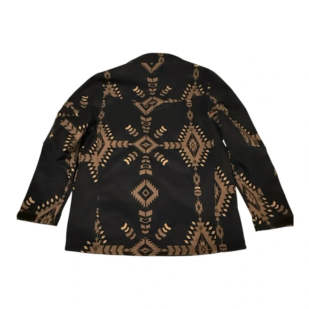 Hooey Kids Softshell Jacket Black Brown Aztec‎ Southwestern Print Full Zip Large
